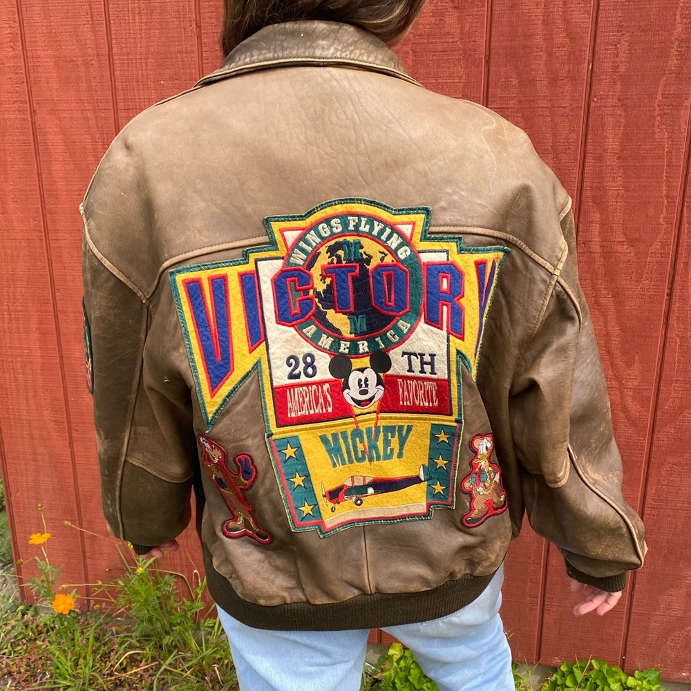 Authentic Mickey Mouse Distressed Bomber Jacket